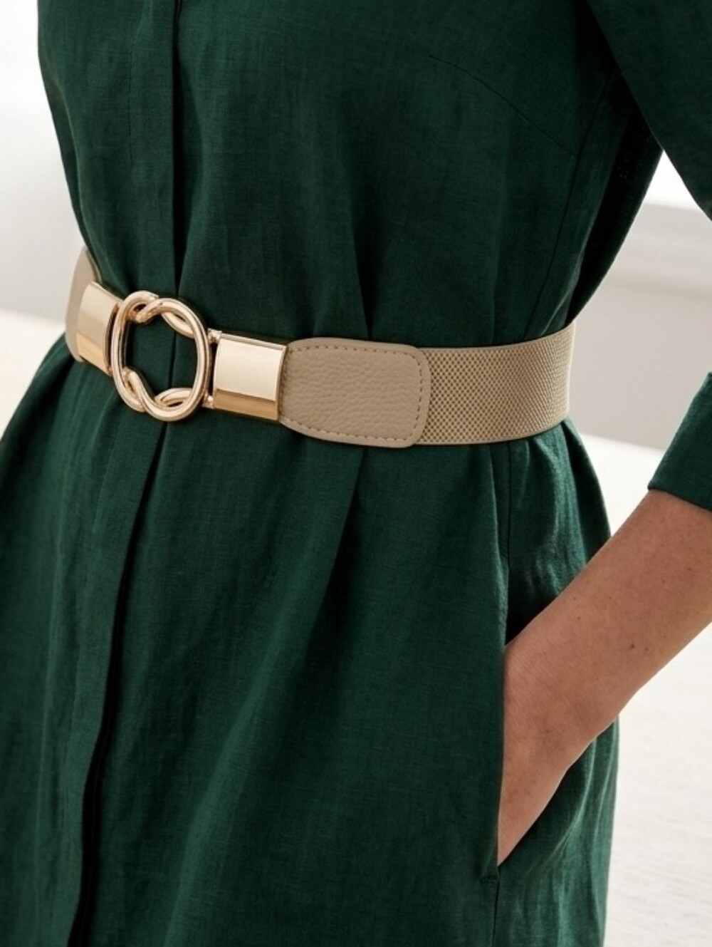 Gold-Accent Women's Belt -  Black, Tan